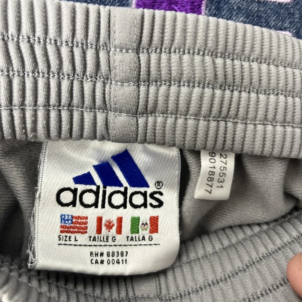 VTG Y2K Adidas Snap On Men's Grey Striped Activewear Pants Size Large